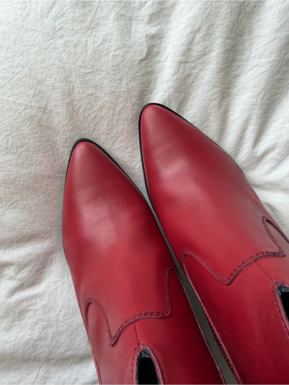 Nasty Gal Red Pointed Toe Ankle Boots with Block Heel - Picture 9 of 14
